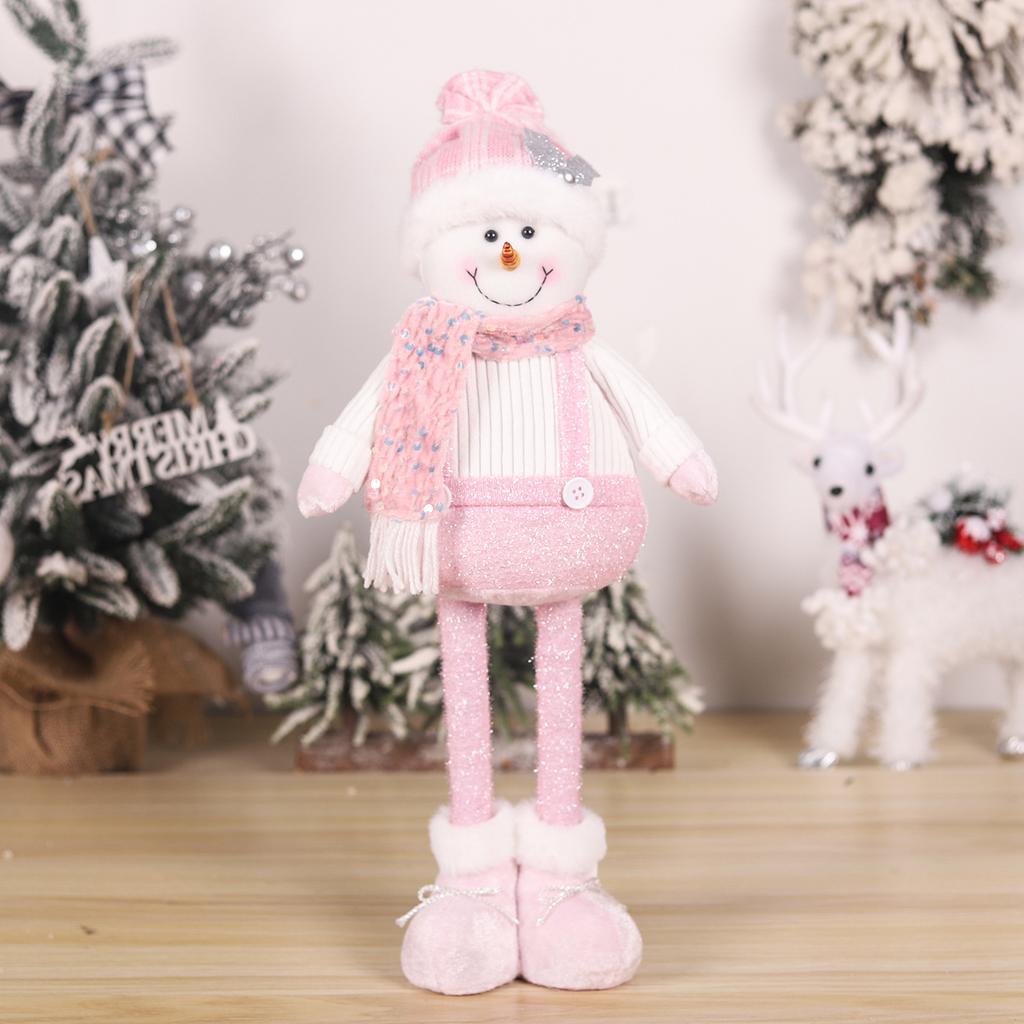 Pink Christmas Doll Decorations Santa Claus Snowman Elk Pink Sequin Telescopic Doll Home Xmas Ornaments Kids Gifts 2025