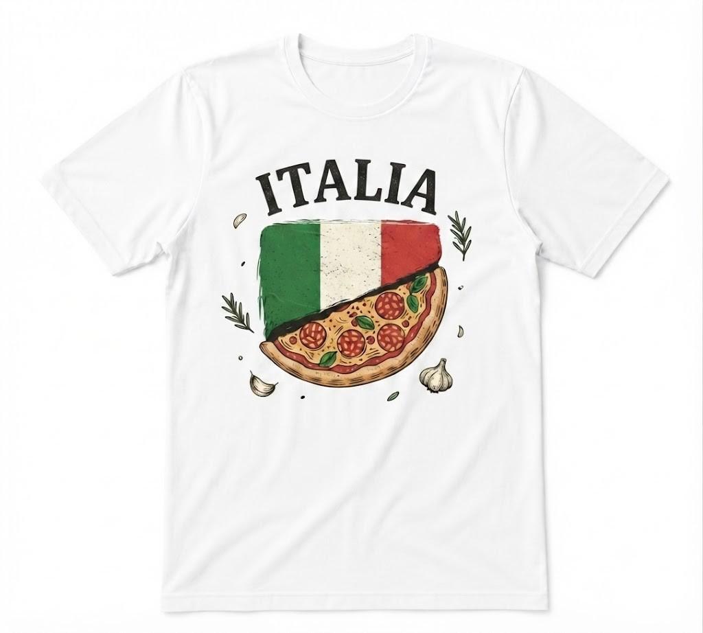 Italian Flag Pizza Design Heritage White T-shirt