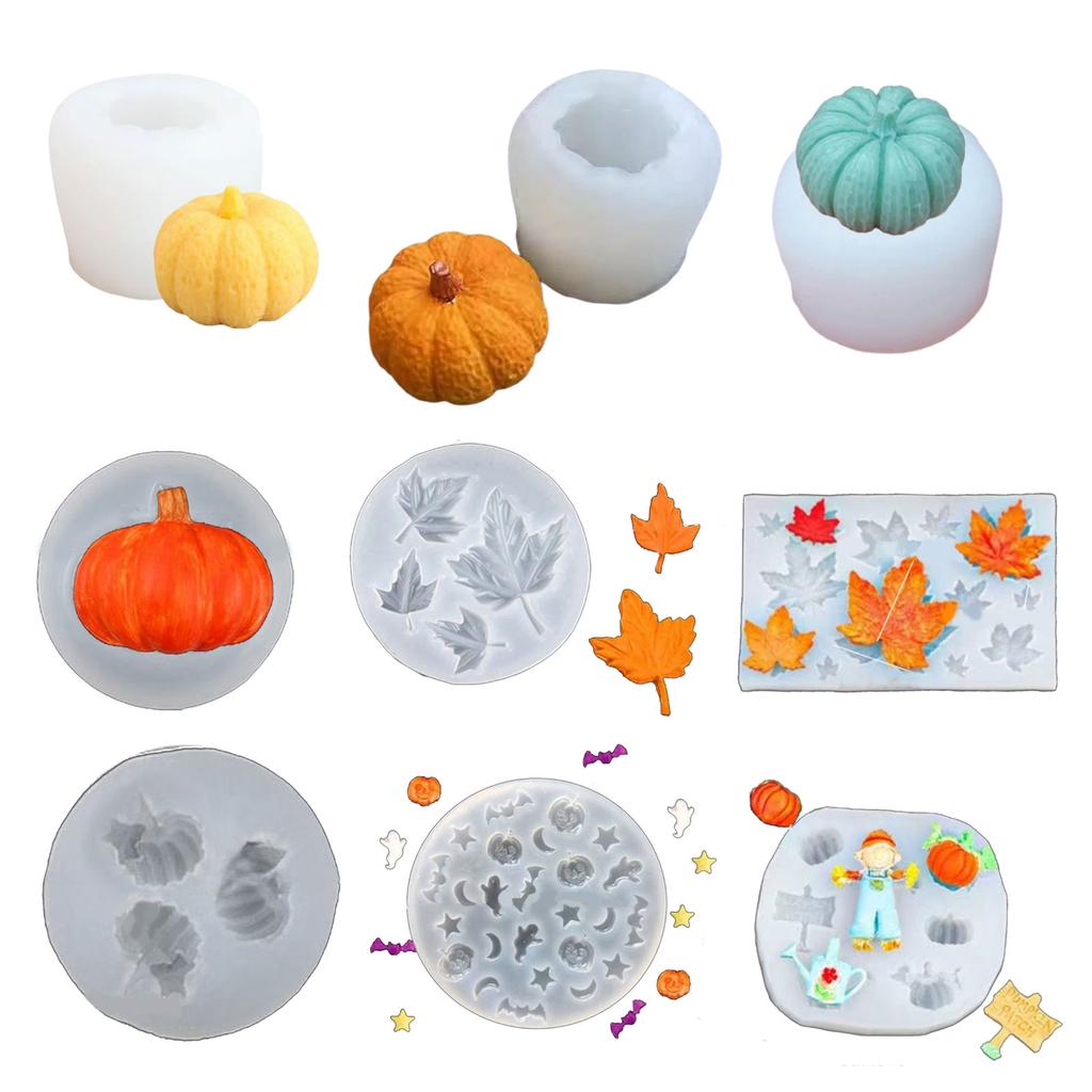 Silicone Baking Mould Set For Halloween Cake Decor Featuring Star Moon Pumpkin Bat Design Food Grade Reusable Easy Release