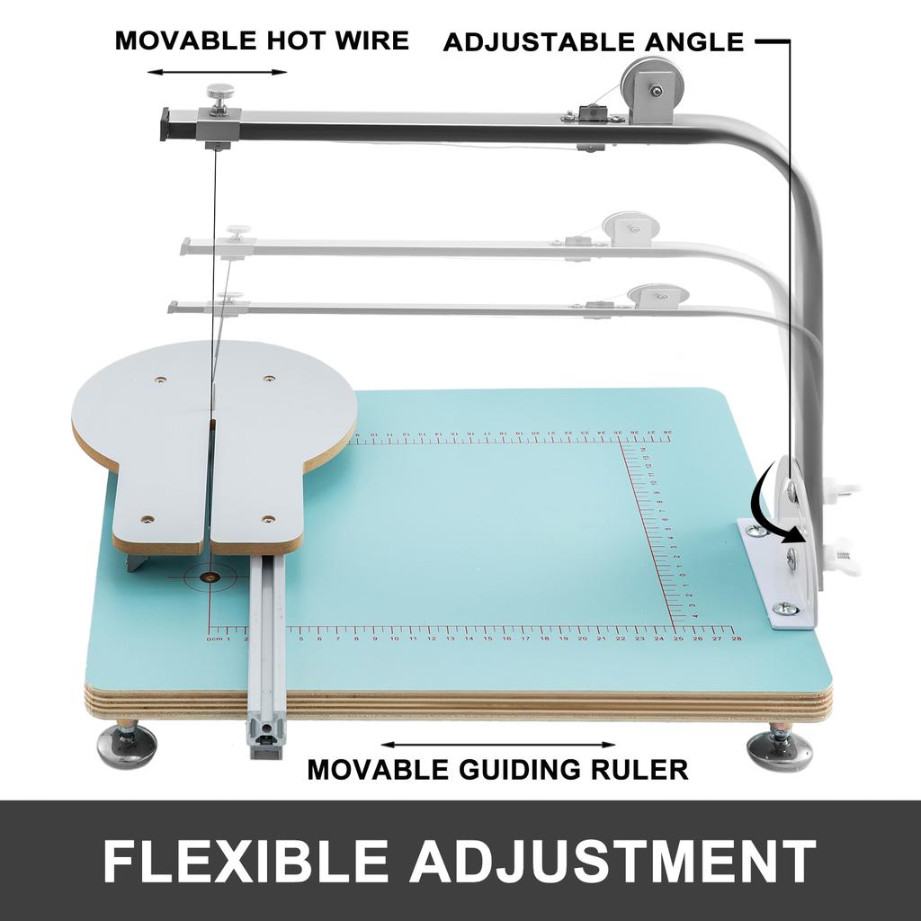 VEVOR Foam Cutter Machine Hot Wire Foam Cutter Adjustable Angle Controllable Temperature Table Fire MDF + Alloy for Carving Modeling