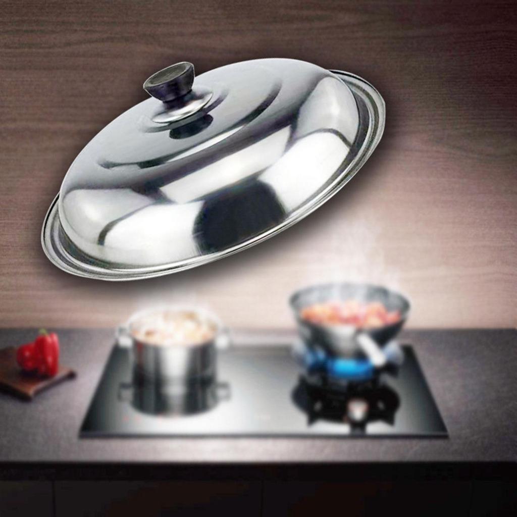 Stainless Steel Frying Cookware Lid Easy To Assemble Heat Resistant with Handle for Restaurants