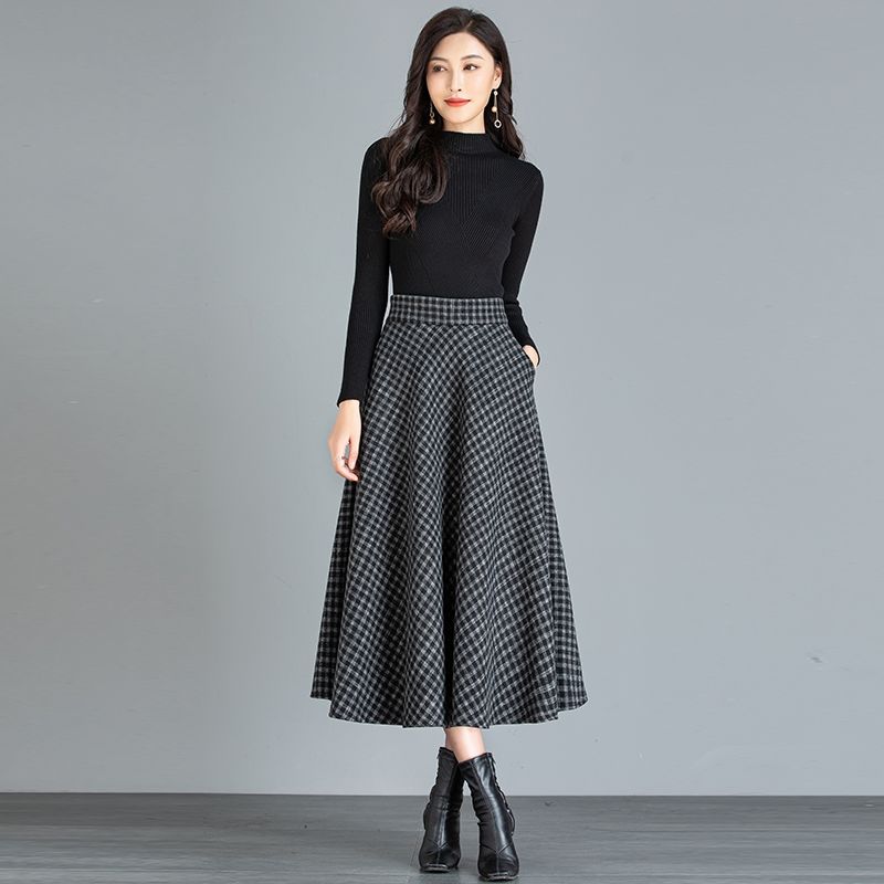 Elegant Midi A-line Skirt - New Autumn/winter Collection - High Waist Mid-length Thickened Women's Skirt