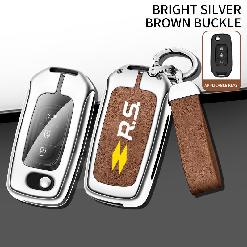 Zinc Alloy Leather Car Key Case Cover for Renault Kadjar Captur Megane Sandero Stepway Logan Clio 5 Arkana Protector Key Shell S444