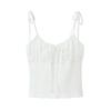 Kaslead New Arrival Women's Clothing Fashion Style Fashion Casual Minimalist French Embroidery Waist Trimming Spaghetti Straps Short Tops
