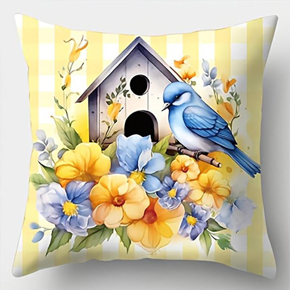 1/4pcs Floral and Gnome Patterned Pillowcases Sweet Home Hello Spring Decor Sofa Cushion Cover Home Bedroom Room Decoration
