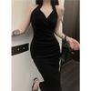 Pure Desire Sexy Neck Sling Dress Women's Summer Dress High-end Temperament Long Waist Split Hip Skirt