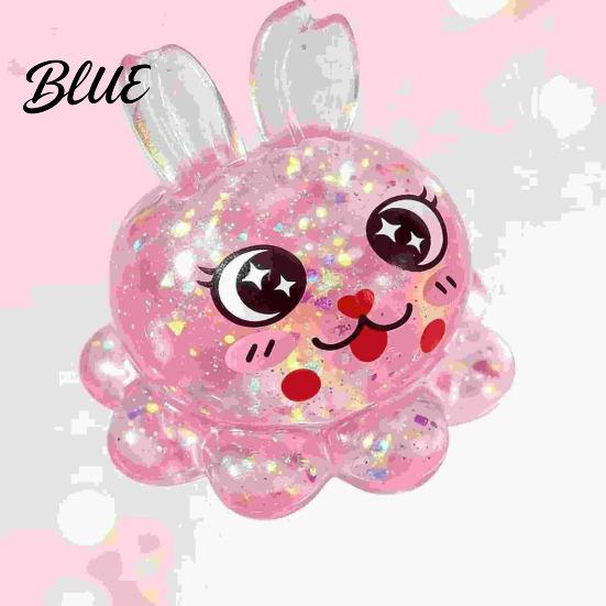 Octopus Sensory Toy Bunny Ear Squeeze Stress Relief Glitter Sugar Ball Slow Rebound Reliever Anxiety Relieving Clear Animal Hand Relaxation Tool TPR