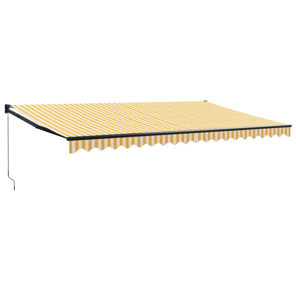 Retractable Awning Yellow and White 5x3 M Fabric and Aluminum