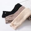 Women's 100% Cashmere Half-Finger Gloves – Pearl-Knit Detailing, Thick Warm Long Twisted Pattern for Winter Fashion