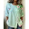 Women's printed lace-up short-sleeved blouse, fashionable and versatile, comfortable and skin-friendly, machine washable.