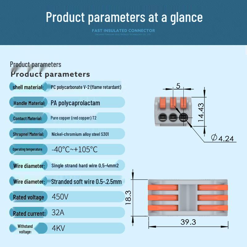 Unitek PCT-222 Multi-in/Out Quick Wiring Terminal for Soft and Hard Wire