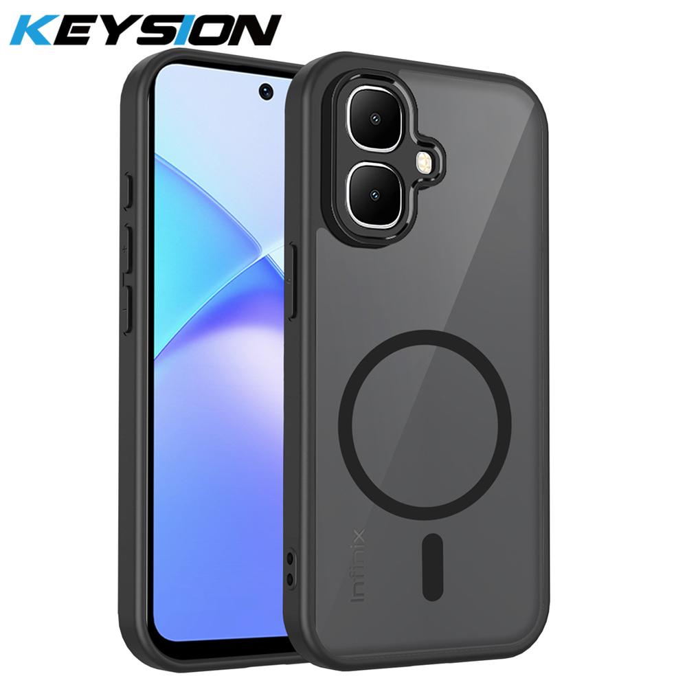 

KEYSION Magnetic Phone Case for for TECNO Spark Go 2 Silicone+PC Matte Translucent Shockproof Back Cover for Infinix Smart 10 for Spark Go 2 чёрный