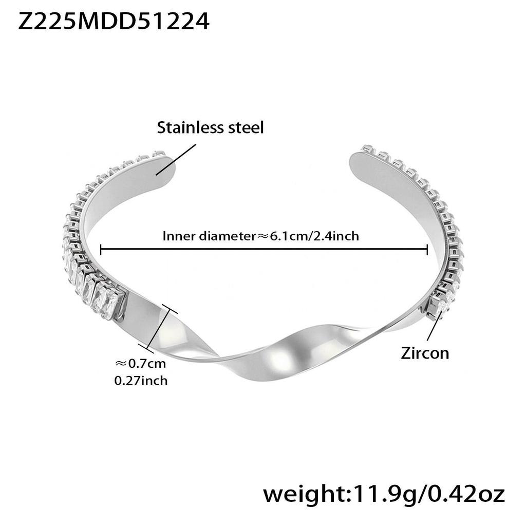 18K Gold-Plated Stainless Steel Zirconia Diamond Clasp Bracelet - European & American Fashion Knotted Irregular Light Luxury Style.
