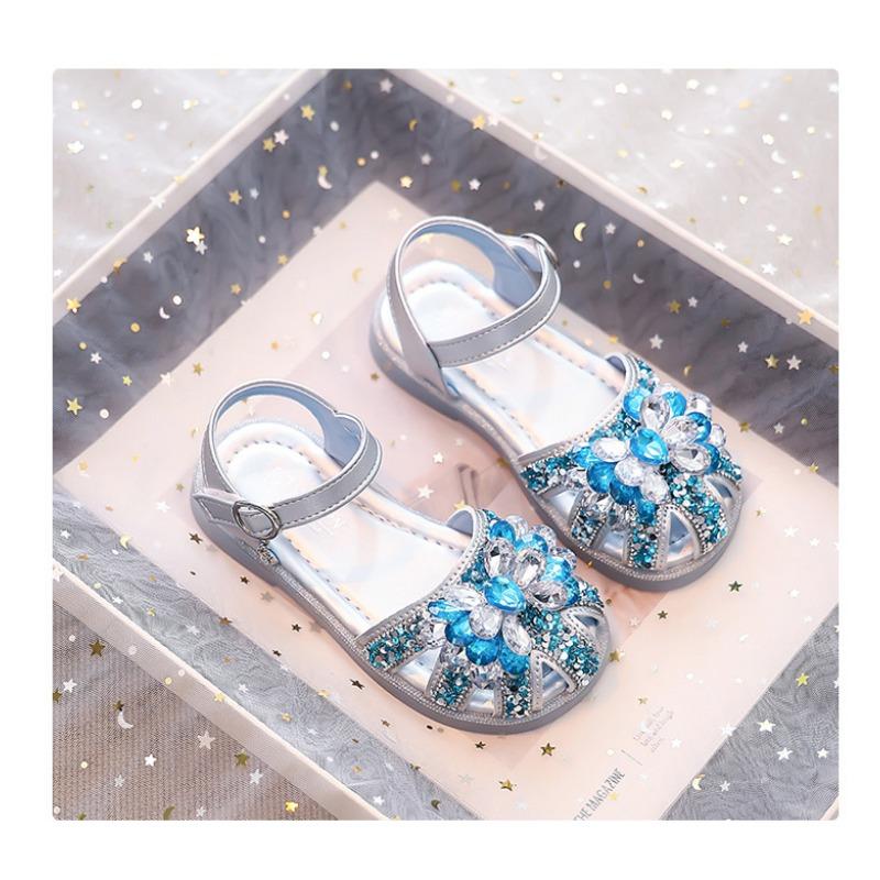 Kids Little Girls Princess Closed Toe Soft Sole Rhinestone Summer Sandals