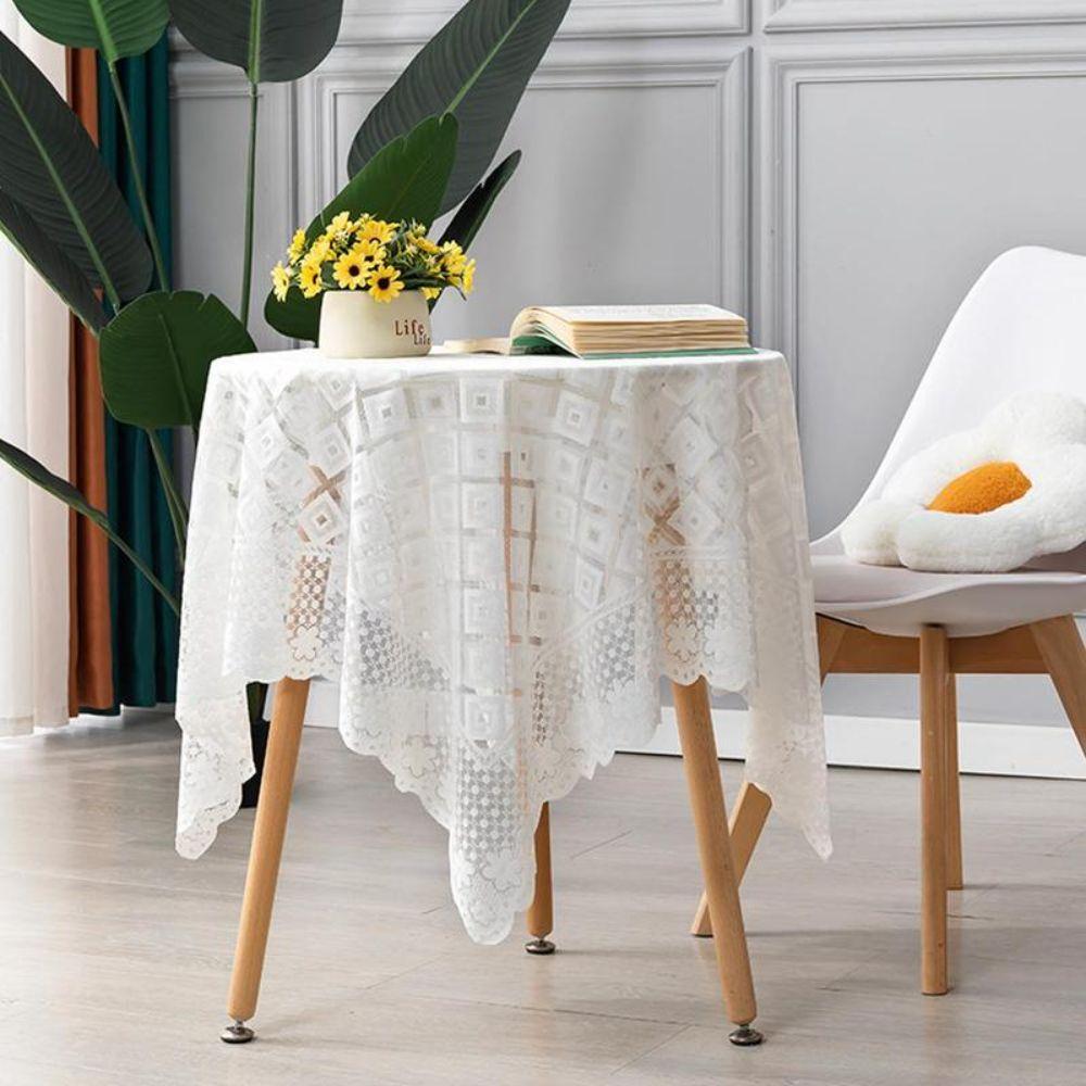 Non-slip Lace Tablecloth Sheer Table Mat Fashion Coffee Table Cover  Photography Backdrop Decor