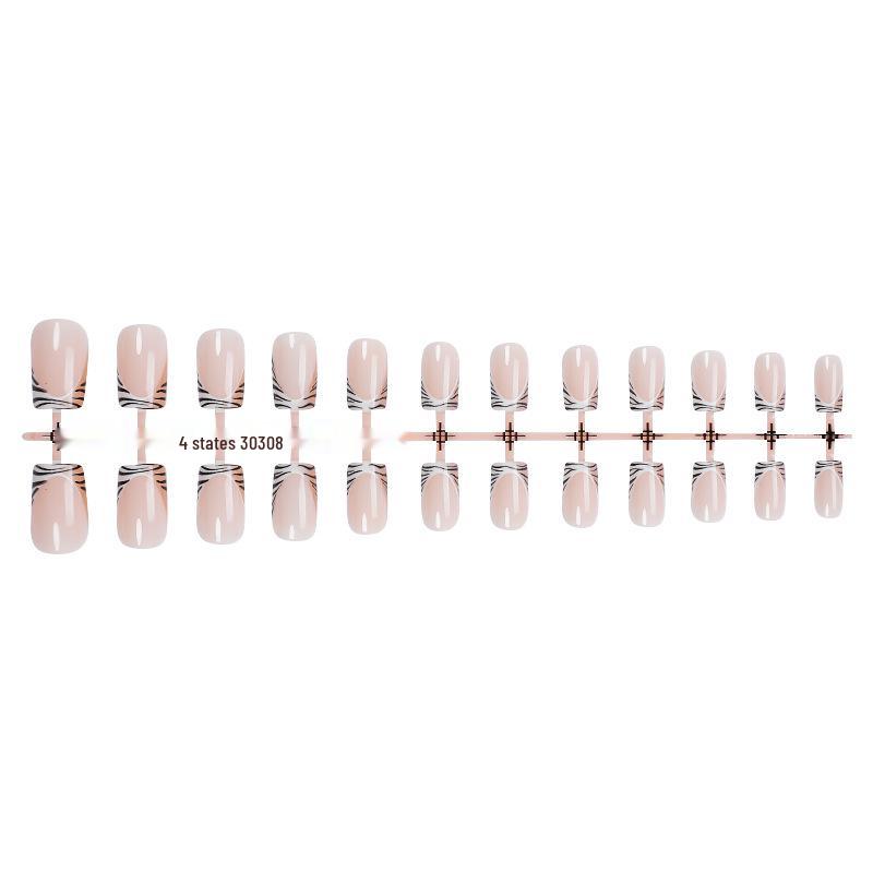 

Квадратные типсы для французского маникюра с леопардовым принтом – 24 штуки, носимый маникюрный набор