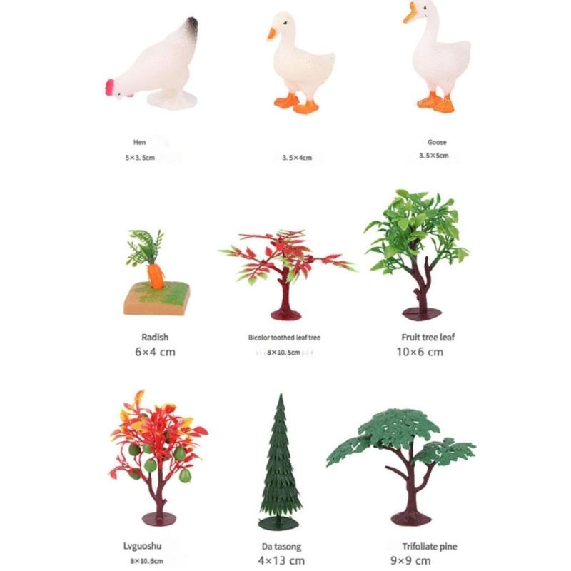Realistic Farm Animal Figures Toy,42Pcs Farm Animal Figurines Playset Fences Frams Animal Cake Toppers Learning Toy Set