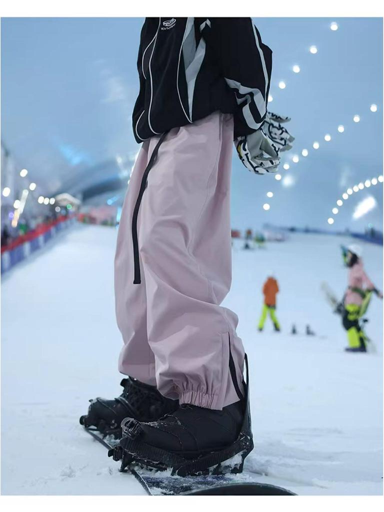 Unisex Waterproof Velvet Ski Pants for Winter Outdoor Sports - Trendy American Casual Joggers