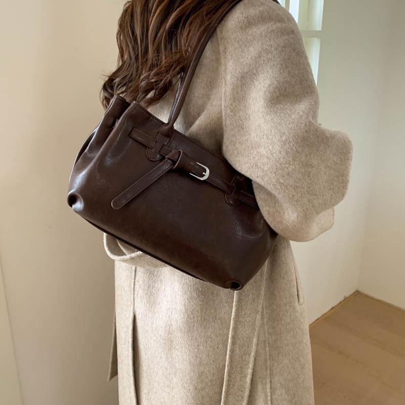 Retro plaid bag 2025 new high-end commuter women's shoulder underarm bag large-capacity work tote bag