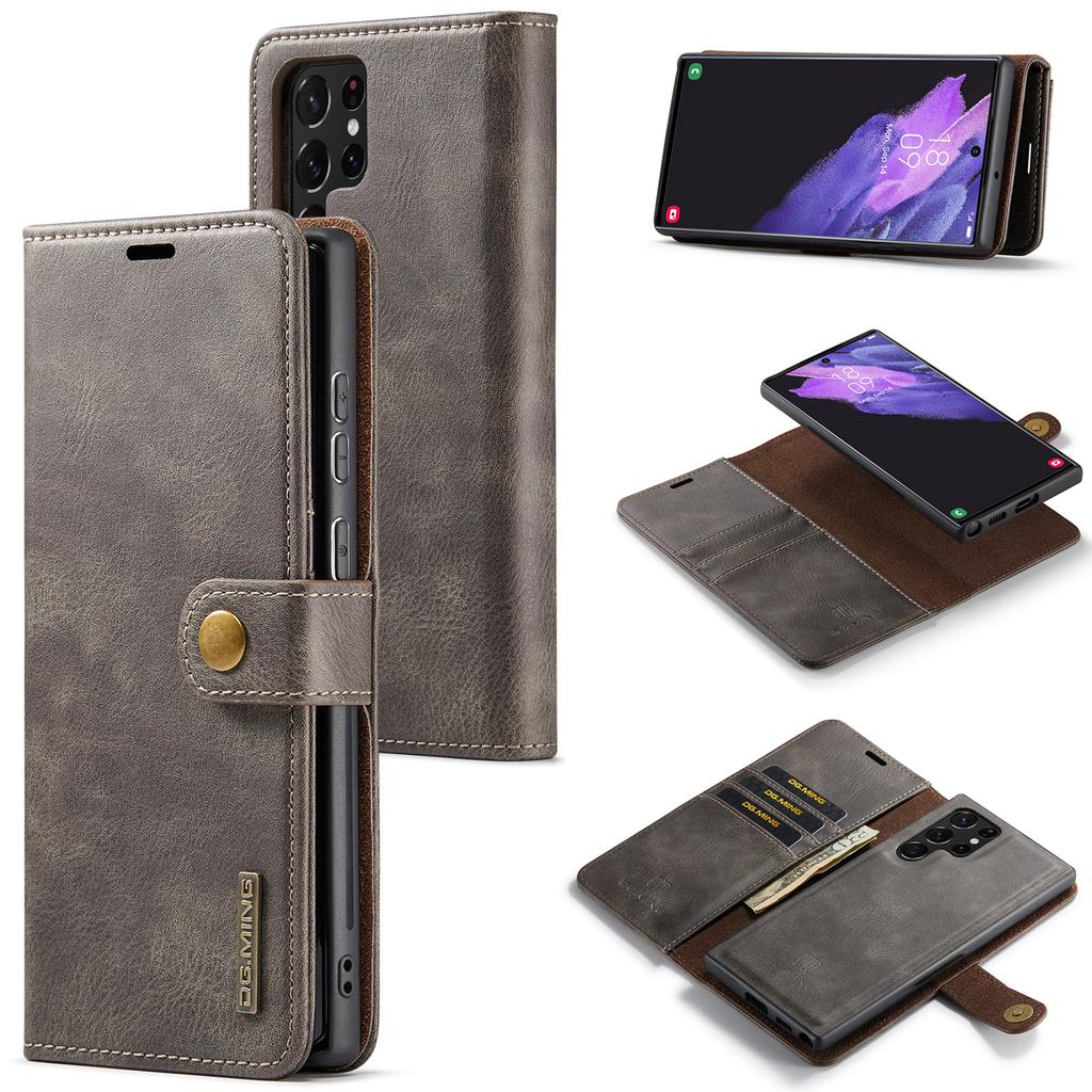 DG.MING for Samsung Galaxy S24 Ultra Case Detachable Split Leather Cover with Stand Wallet