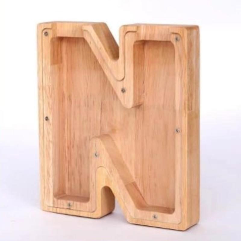 Wooden Letters Piggy Bank DIY Creativity Coin Banknotes Children's Money Box Funny Money Organizer Storage Box Home Decors