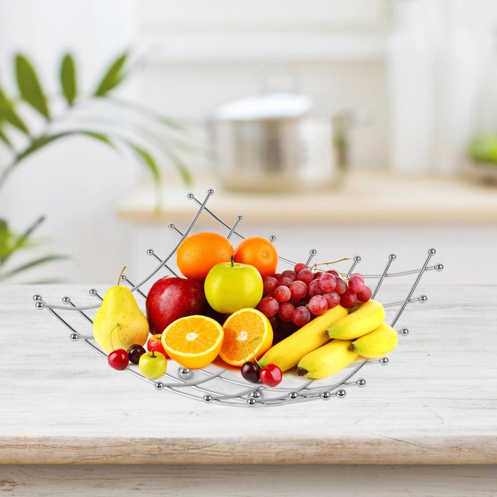 Stainless Steel Living Room Desktop Fruit Dish Durable Draining Fruit Basket Kitchen Decoration