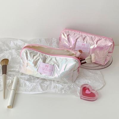 Quilted Storage Bag Star Stationery Bag Glossy Pencil Pouch Pencil Case  Desktop Storage