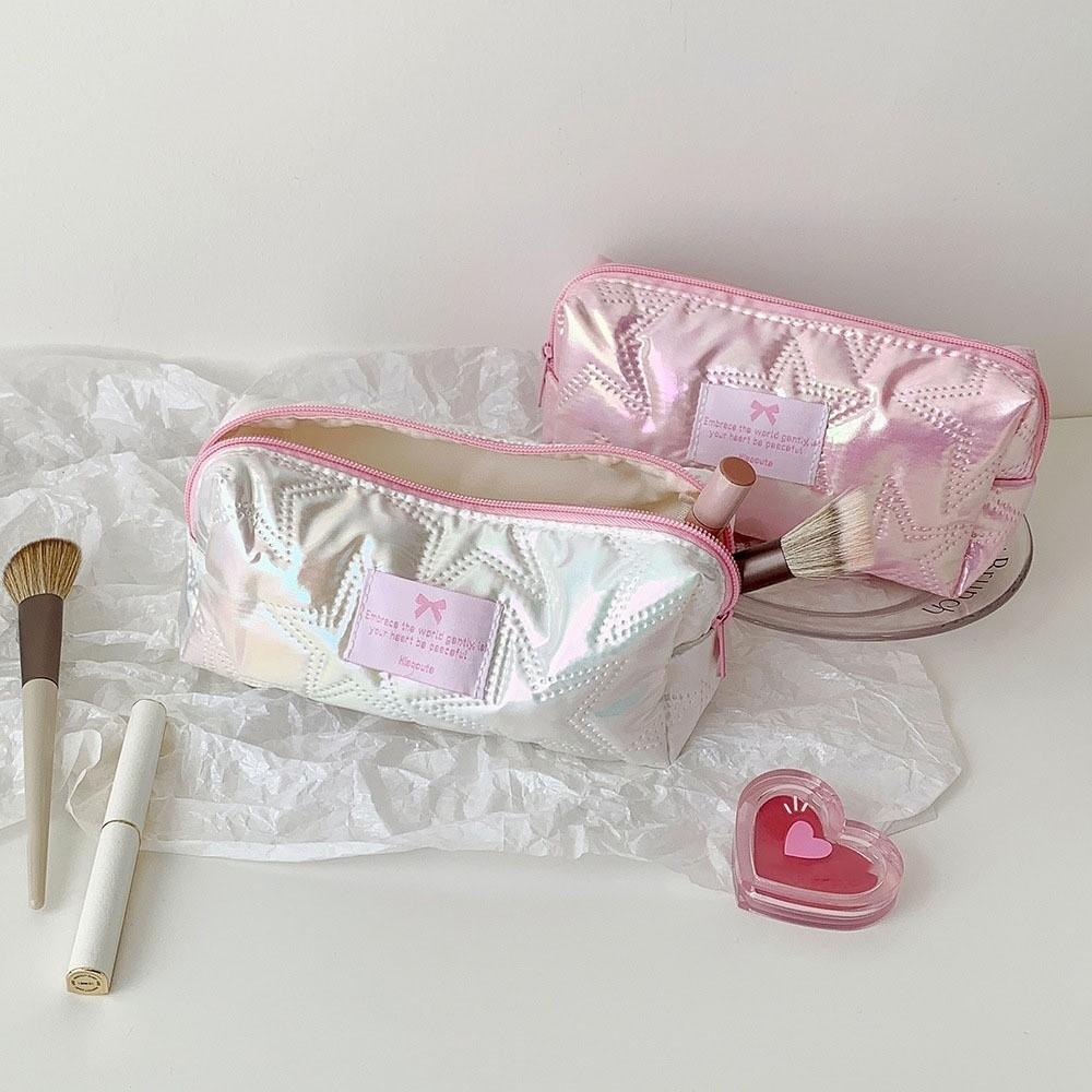 Korean Style Pencil Case Glossy Pencil Pouch Makeup Cosmetic Storage Star Stationery Bag  School