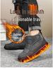 Men's Winter Fleece-Lined Cotton Boots - Plush Lining Slip-On Snow Shoes