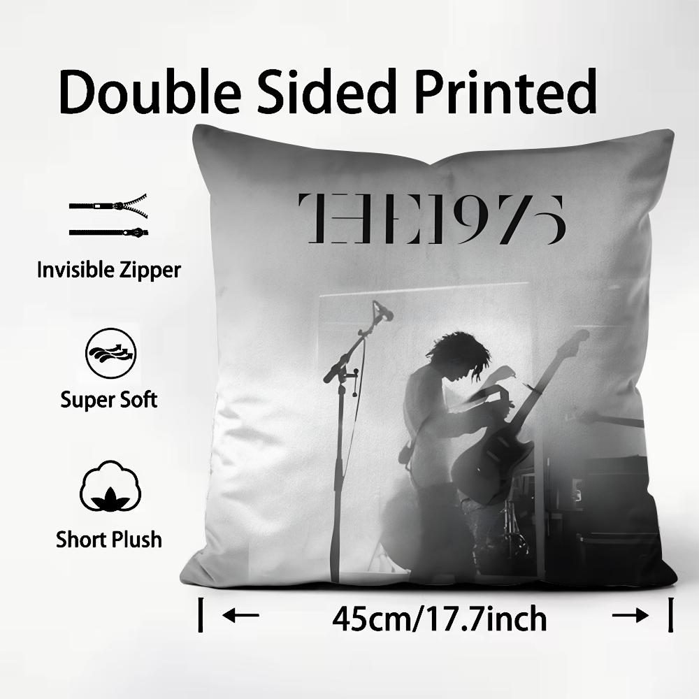 The Band Cushion Cover Plush Fabric Soft DoubleSided Printed Sofa Warm Winter Home Child Gift Pillow Case