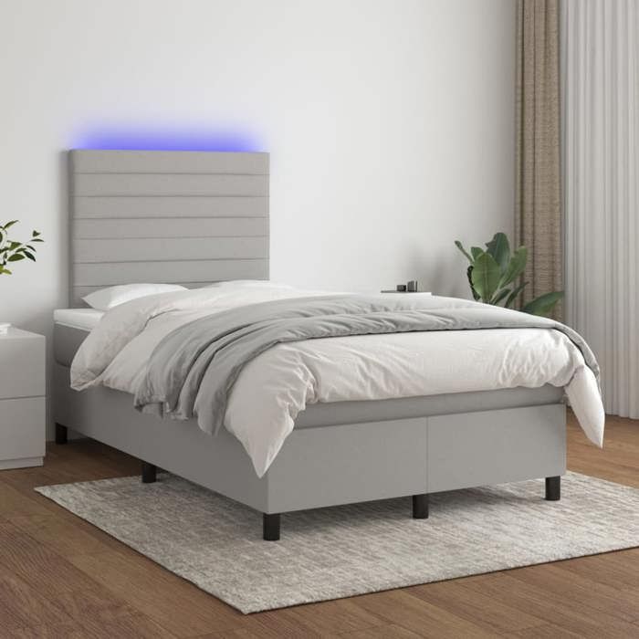 VidaXL Slat Bed Base with Mattress and LED, Upholstered Bed, Double Bed, Adult Bedroom Interior Bed, 3134941