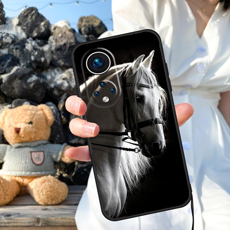 Black White Horse Case For Honor X9b X8b X8 X9 X6a X7a X8a X9a Honor Magic 6 5 Pro 50 70 90 Lite Back Cover