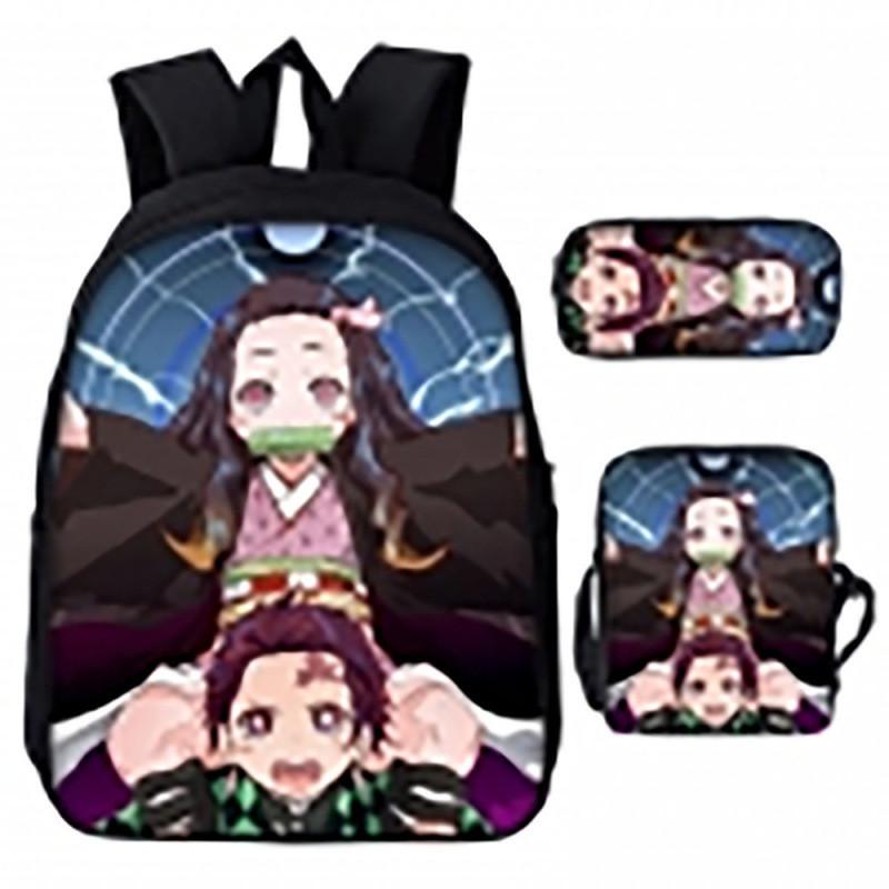 Demon Slayer Kimetsu No Yaiba Backpack Set With Breathable Polyester For School And Travel