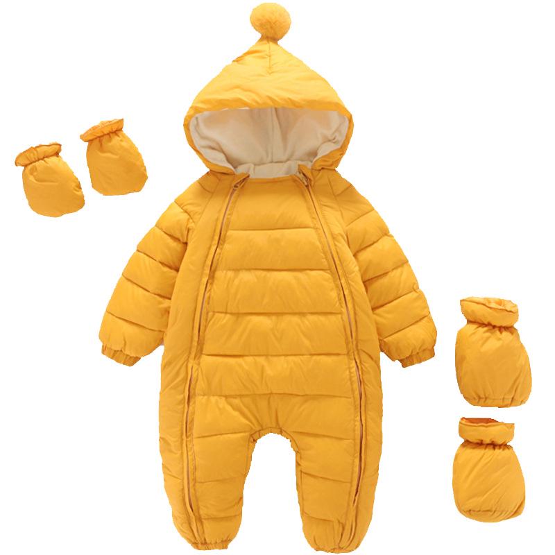 2025 Winter Fleece-Lined Baby Crawling Suit Thickened Jumpsuit Newborn Romper