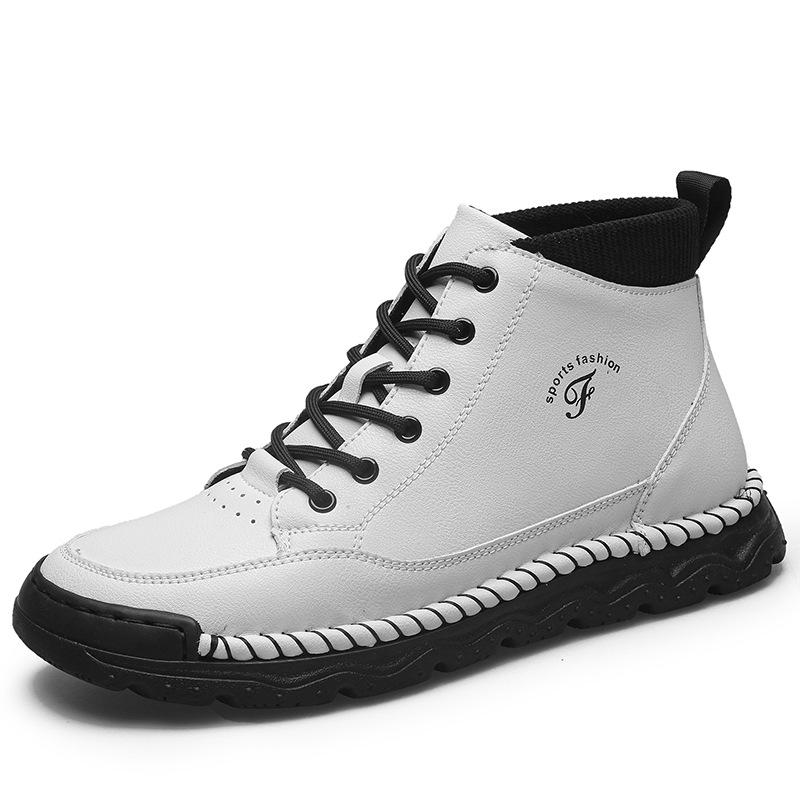 Men s Plus Size Hand-Stitched Leather Mid-Top Lace-Up Casual Work Boots Size 41