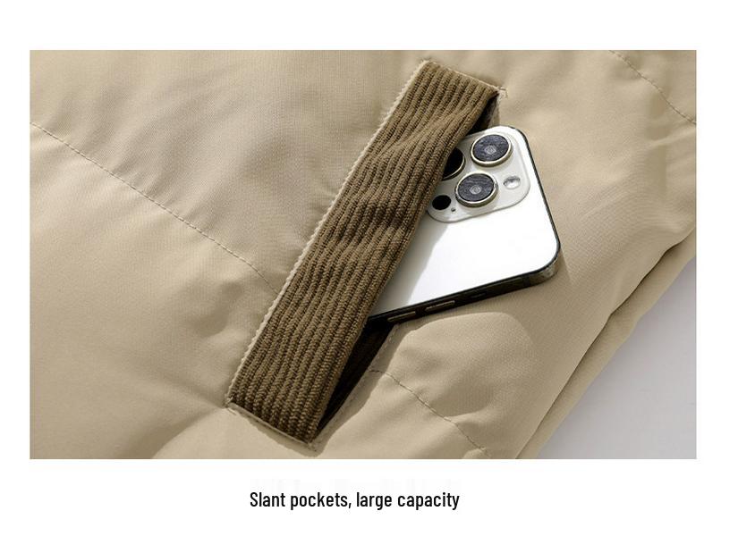 Men's Winter Corduroy Color Block Jacket - Loose Fit, Cotton-Padded Coat (Foreign Sizes)