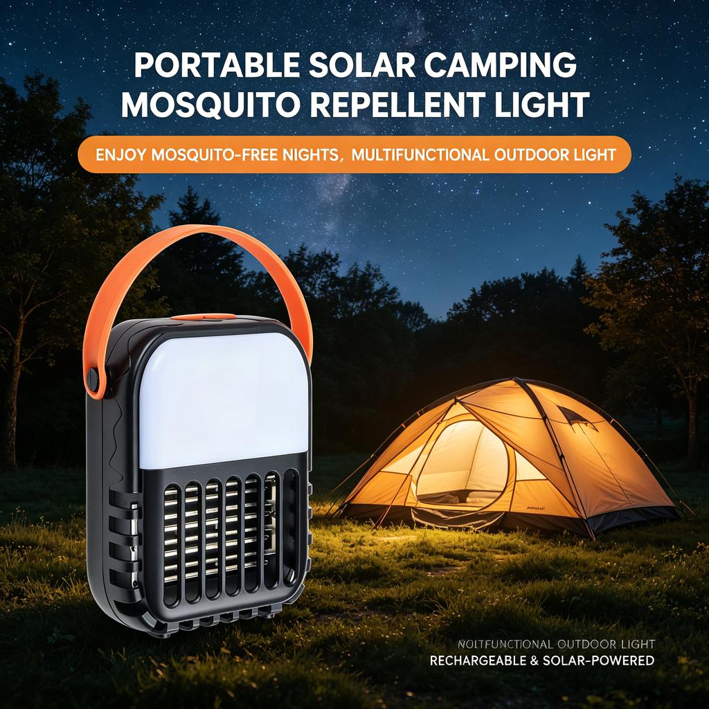 Lámpara antimosquitos solar portátil para camping luz repelente multifuncional recargable