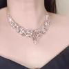 Teardrop Flower Pendant Necklace: Diamond-Studded, Retro-Style, Luxury Clavicle Chain for Women