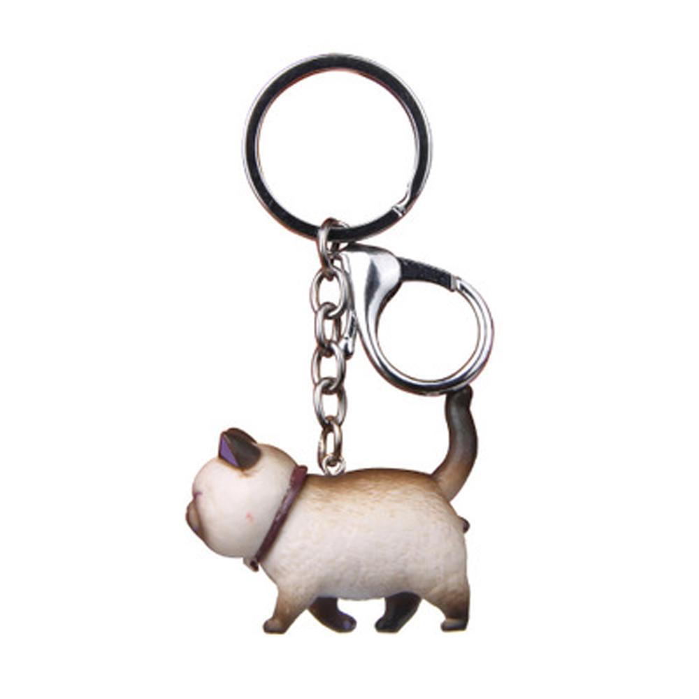 Zinc Zinc Alloy Cute Car Cartoon Animal Bag Hanging Pendant Cat Keyring Keychain Kitten Key Chain