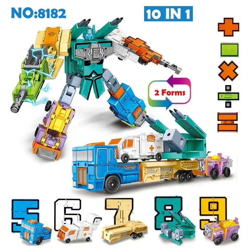 10PCS Transformation Number Robot Plaything Assembling Blocks Deformation Pocket Morphers Educational Action Figure Plaything for Children