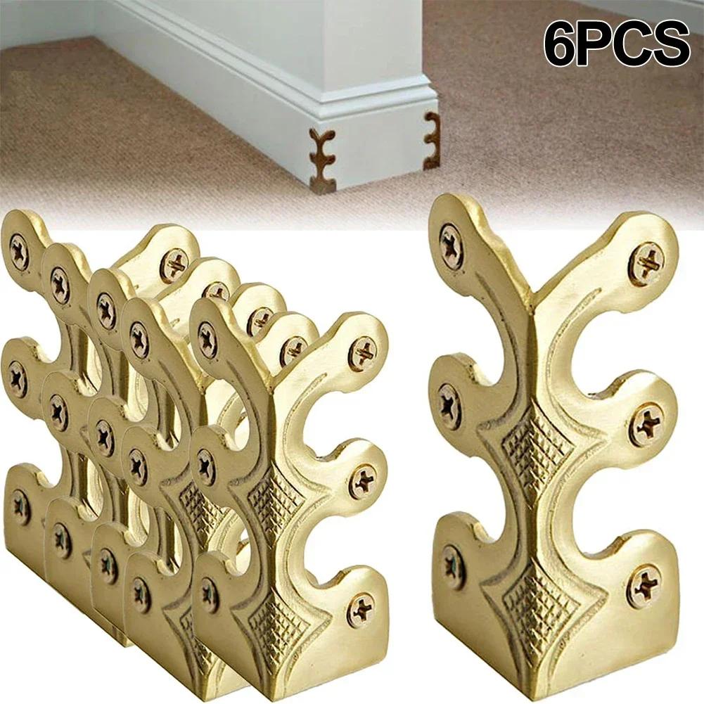 6 Stück Tischplatten-Eckschützer für Schmuck-Holzboxen, Antikmöbel, Dekorative Eckschützer, Messing-Sockelleistenschutz-Abdeckung