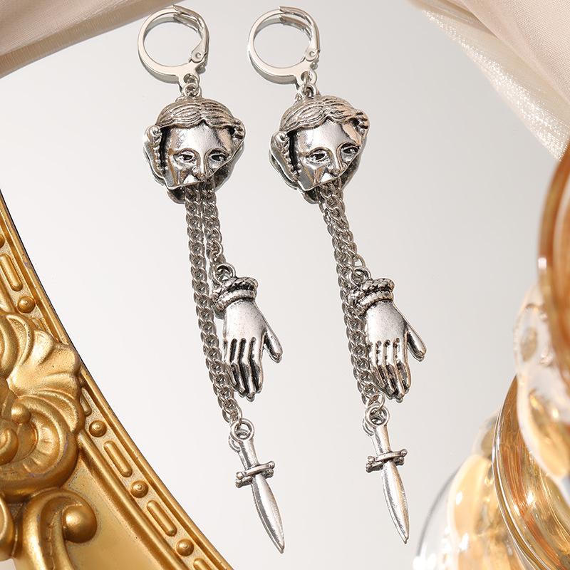 

Винтажные готические креативные перчатки для рук, кулон в виде кинжала, серьги-подвески, модные панк-серьги для личности, подарок