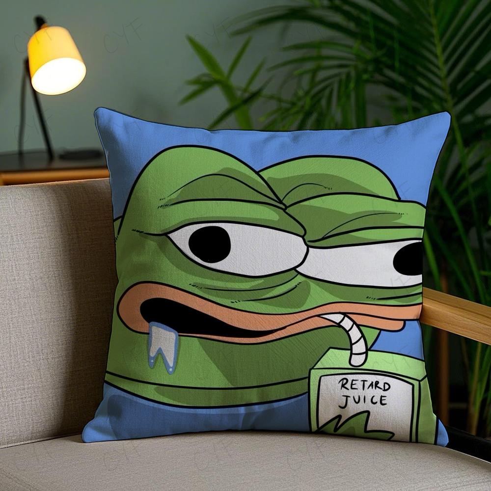 Sad Frog P-Pepe Pillow Case Anti-dustmite Pillowcase Invisible Zipper Silky Short Plush Sofa Cushion Cover