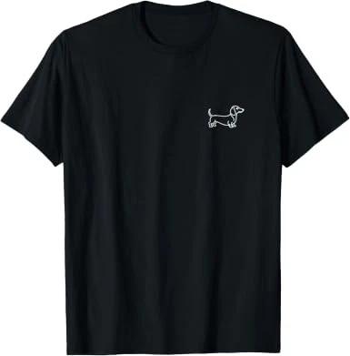 Dachshund Wiener Dog Minimalist Badge Patch Line Art T-Shirt L