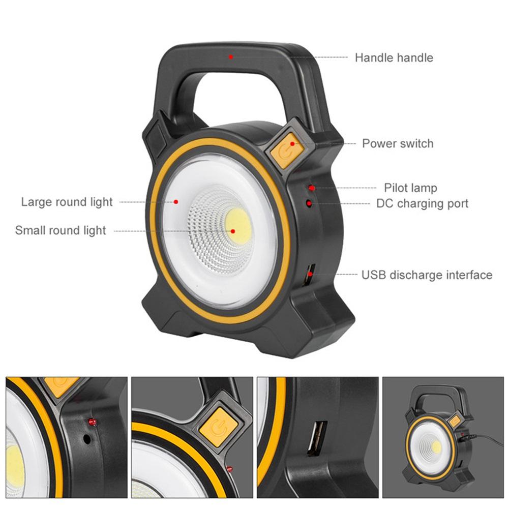 Outdoor LED Portable Lantern Tent Light COB Work Lamp Solar Emergency Spotlight Rechargeable Floodlight for Hiking Camping Light