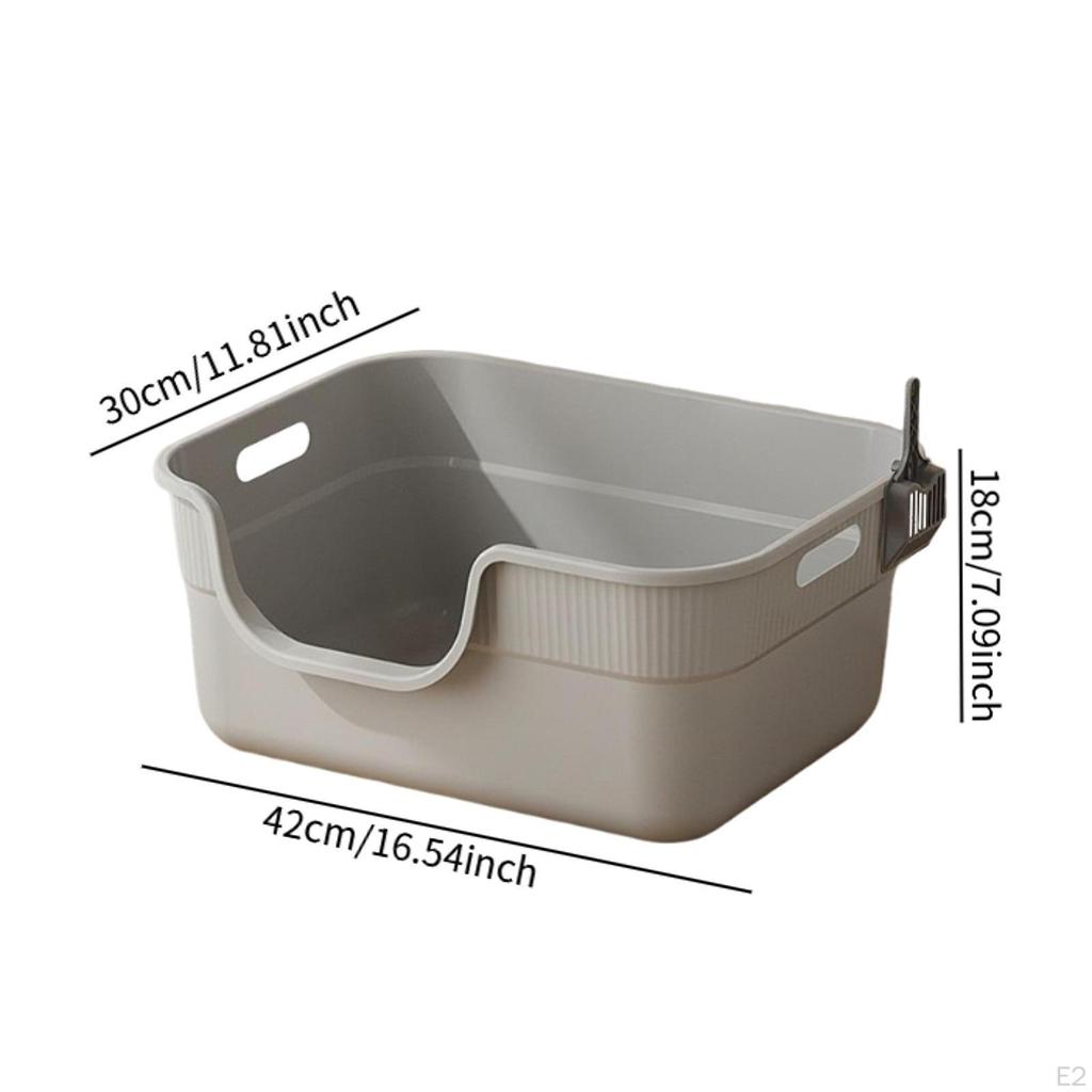Cat Open Top Anti Splashing,Pet Supplies,Easy To Clean,with Hollow Handles High Sides Litter Pan for