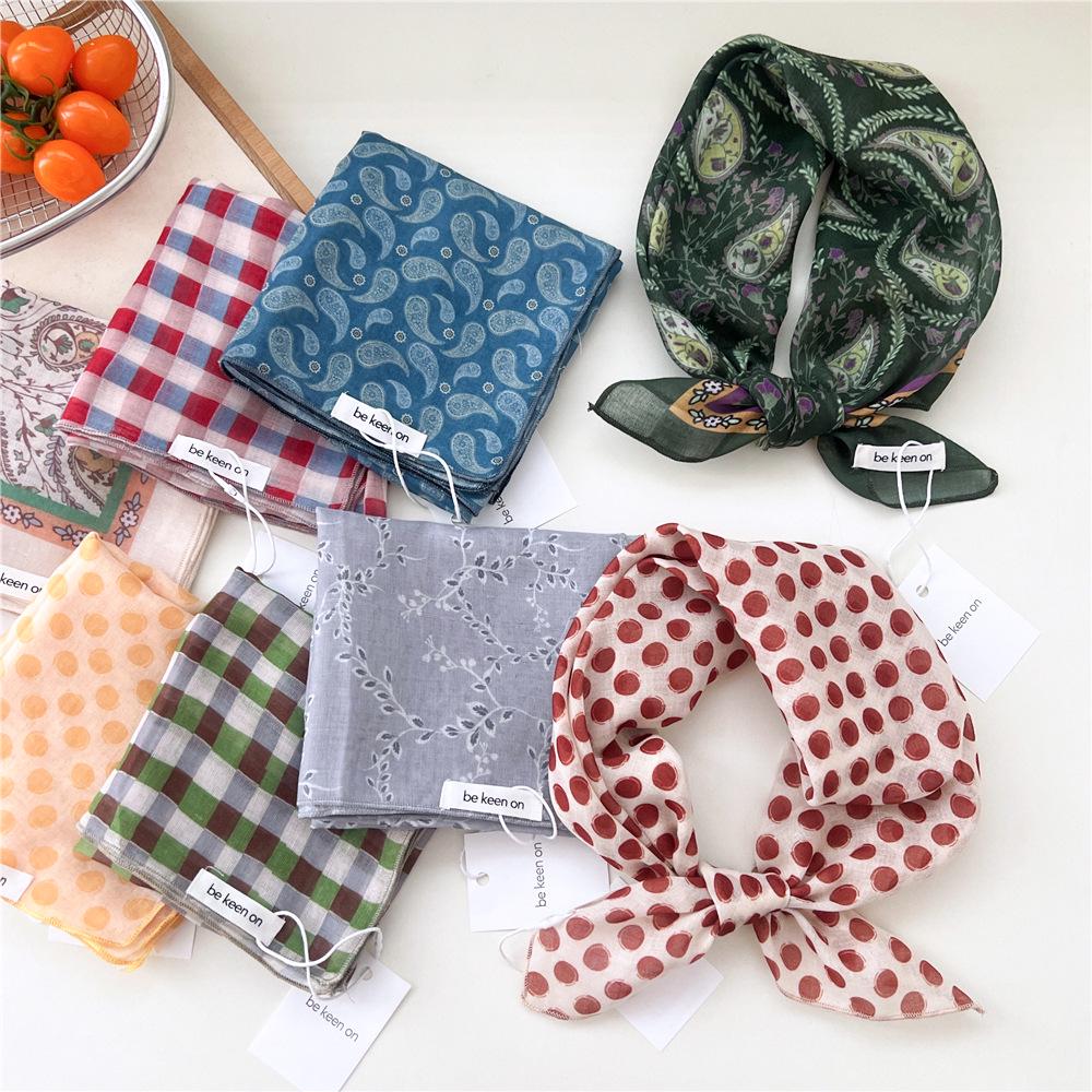 55 Polka Dot Silk Scarf: Spring Summer Korean Fashion Headscarf & Decorative Hairband for Women