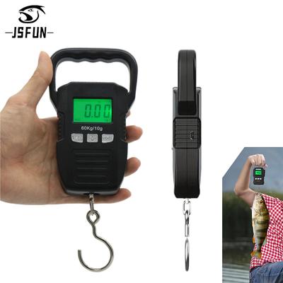 Black Electronic Weighing Digital Scale Rechargeable LCD 60Kg 10g Luggage Scale Hanging Hook Fishing Scale with Measuring Tape