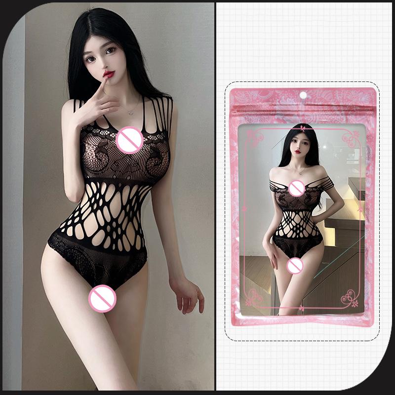 Sexy Plus-Size Stockings With Open Crotch No Need To Take Them Off Mesh Nightgown