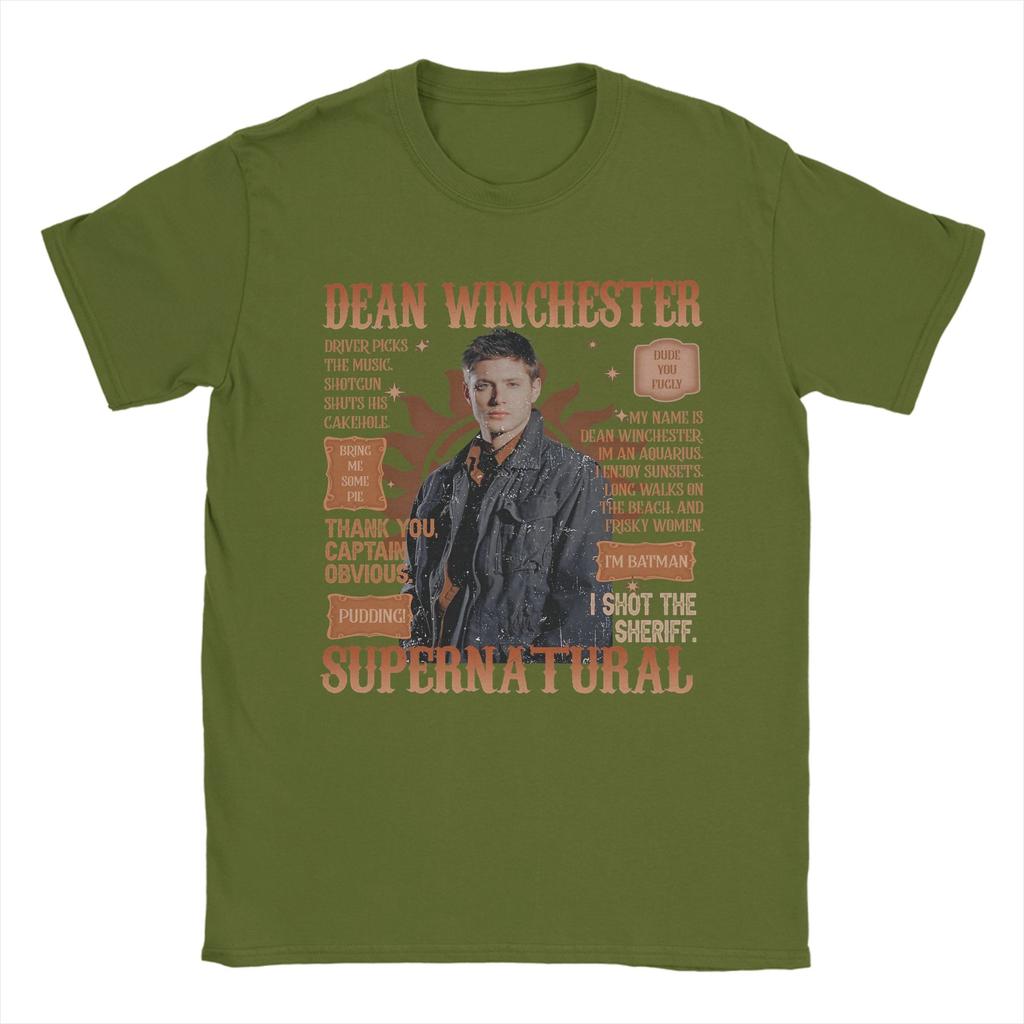 Supernatural Vintage Dean Winchester Men T Shirts  Vintage Tees Short Sleeve Round Neck TShirt 100 Cotton 4XL 5XL Clothing